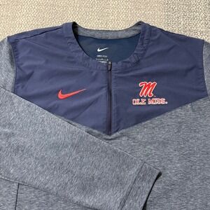 Ole Miss Rebels‎ Nike Engineered Dri-Fit 1/2 Zip Top Mens Large Performance Blue